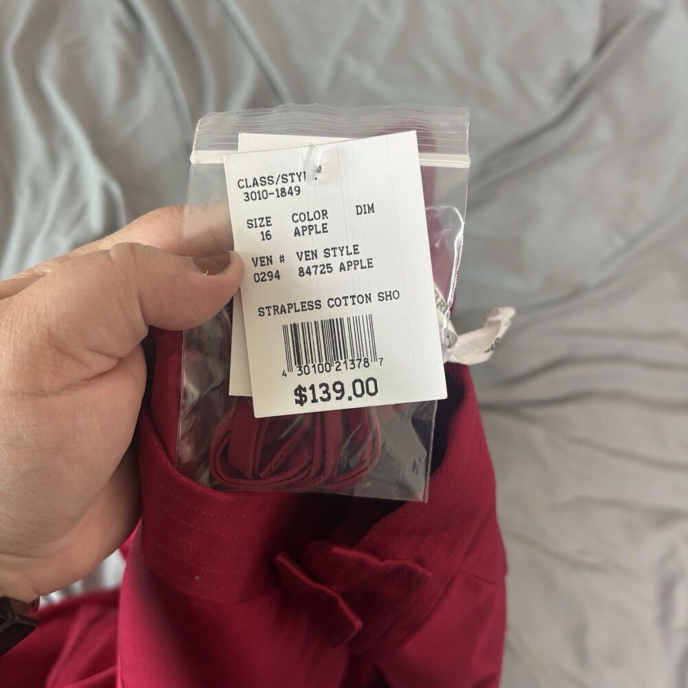NWT!! David’s Bridal Short Strapless STYLE#84725 Size 16 Color Apple - Picture 8 of 14